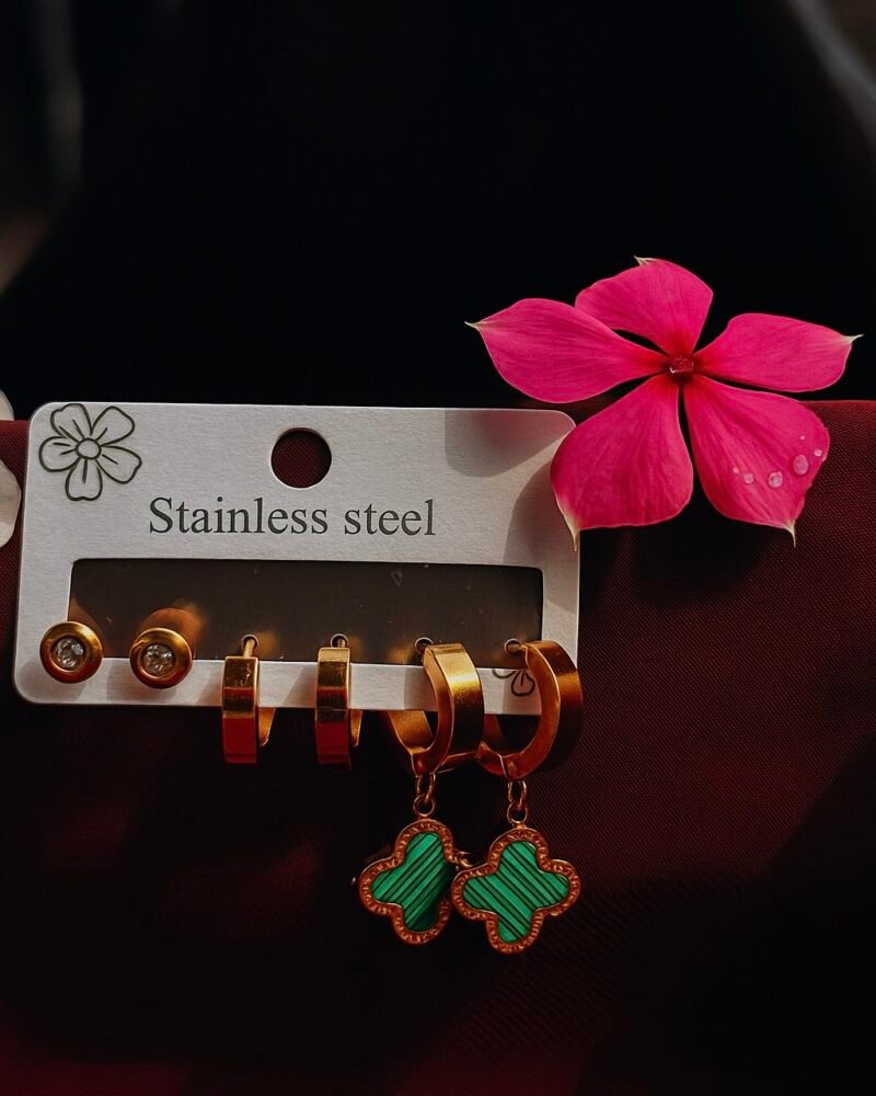 Clover charm🍀 | 3in1 | Stylish Clover earrings set